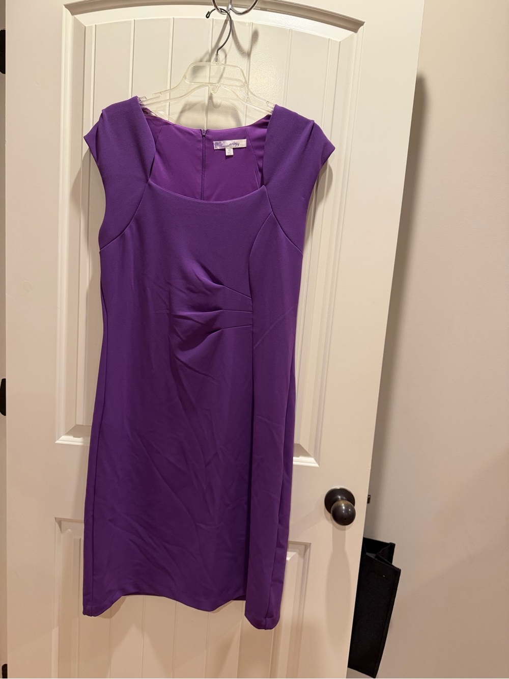 Cap-Sleeve Midi Dress in Vibrant Purple with Front Detail